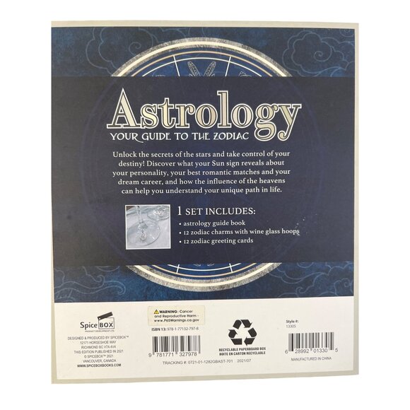 SpiceBox Astrology Guide to the Zodiac Gift Set Guidebook 12 wine charms NEW - Picture 5 of 5